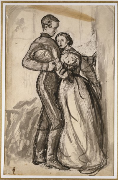 دراسة عن "The Black Brunswicker" ، 1859 (ألوان مائية سوداء ورمادية فوق الجرافيت على ورق كريم شاحب) بواسطة جون ايفرت ميليس